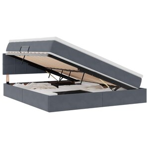vidaXL Lit de rangement LED avec matelas Gris foncé 160 x 200 cm