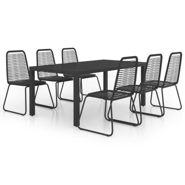 vidaXL Ensemble à manger de jardin 7 Pièces PVC résine tressée noir