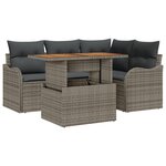 Ensemble de Canapé de Jardin 5 Pièces avec Coussins Gris Poly Rattan