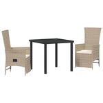 vidaXL Ensemble de salle à manger pour jardin 3 Pièces Beige polyrotin