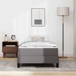 vidaXL Cadre de lit avec matelas Gris 90 x 190 cm tissu
