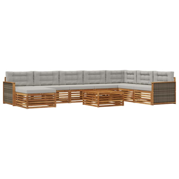vidaXL Ensemble de canapés d'extérieur 9 Pièces Naturel et gris clair