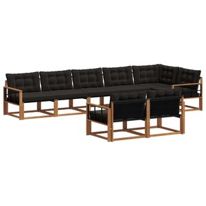 vidaXL Ensemble de canapés d'extérieur 8 Pièces Naturel et Noir