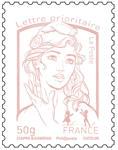 Timbre Marianne et la jeunesse - Rose