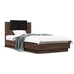 vidaXL Cadre de lit avec tête de lit chêne marron 75x190 cm