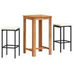 vidaXL Ensemble de bar de jardin 3 Pièces noir bois massif acacia rotin