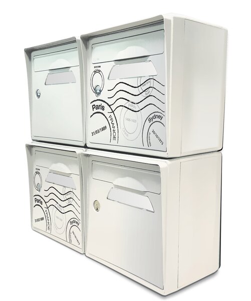 Pack de 4 boîtes aux lettres murales - 2x "Globe-trotter" - 2x "Blanc ivoire"