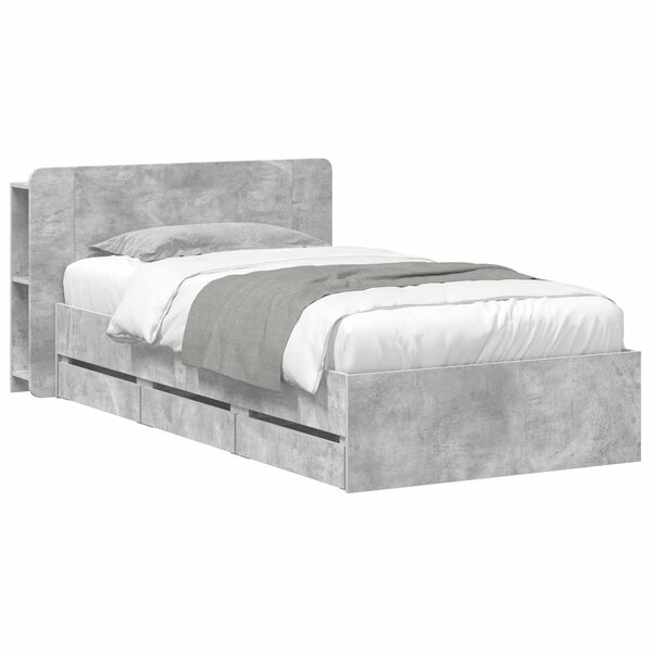 vidaXL Cadre de lit avec rangement Gris béton 80 x 200 cm