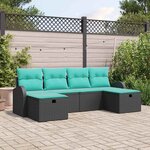 vidaXL Ensemble de canapé de jardin avec coussin 6 Pièces Noir polyrotin