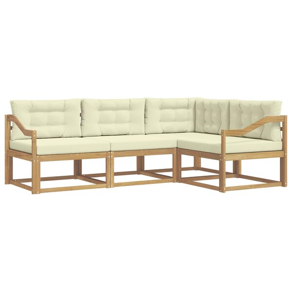 vidaXL Ensemble de canapés d'extérieur 3 pc Blanc et crème Polyester