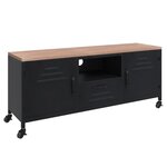 vidaXL Meuble TV Noir 110x30x43 cm Fer et bois de pin massif