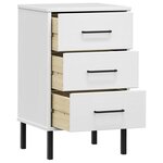 vidaXL Table de chevet avec pieds en métal Blanc Bois pin massif OSLO