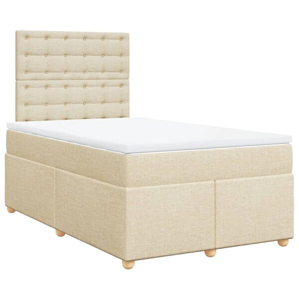 vidaXL Sommier à lattes de lit avec matelas Crème 120x200 cm Tissu