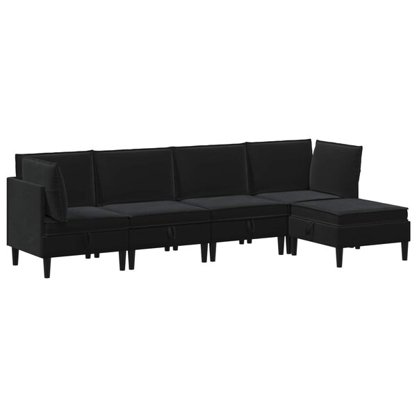 vidaXL Ensemble de meubles pour le salon 5 pc Noir Velours