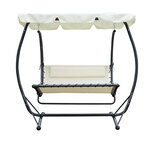 Balancelle bain de soleil de jardin 2 places inclinaison toit réglable polyester textilène 2 x 1 66 x 1 78 m crème