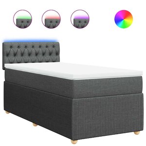 vidaXL Sommier à lattes de lit avec matelas Gris foncé 80x200 cm Tissu