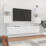 vidaXL Ensemble de meubles TV 6 Pièces Blanc Bois d'ingénierie