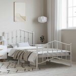 vidaXL Cadre de lit métal sans matelas et pied de lit blanc 100x200 cm