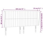 vidaXL Tête de lit avec oreilles Gris clair 183x23x118/128 cm Tissu