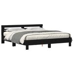 vidaXL Cadre de lit avec LED Chêne noir 200 x 200 cm Bois d'ingénierie