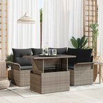 vidaXL Ensemble de canapé de jardin avec coussin 5 Pièces Gris Poly rotin