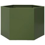 vidaXL Jardinière vert olive hexagone 69x60x45 cm acier