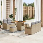 vidaXL Ensemble de canapé de jardin 8 Pièces Beige polyrotin