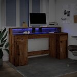 vidaXL Bureau avec lumières LED vieux bois bois d'ingénierie