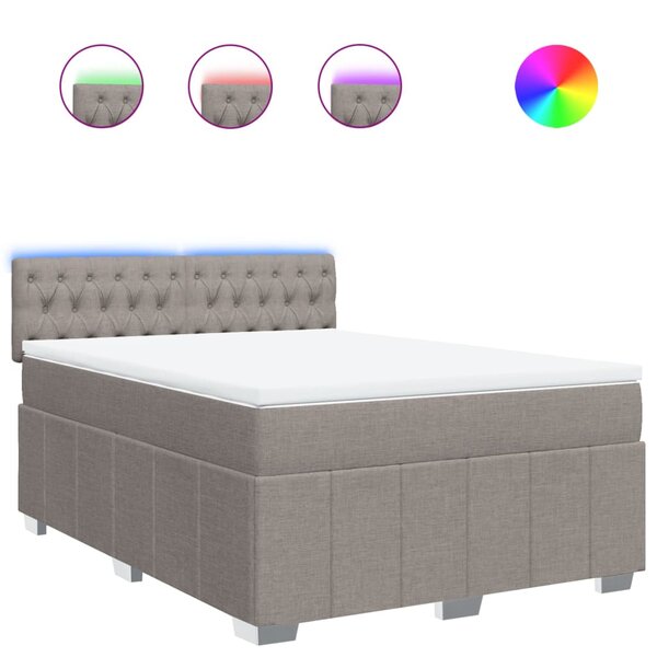 vidaXL Sommier à lattes de lit avec matelas Taupe 140x200 cm Tissu