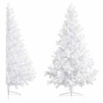 vidaXL Sapin de Noël artificiel pré-éclairé moitié/support blanc 180cm