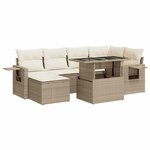 vidaXL Salon de jardin avec coussins 7 Pièces beige résine tressée