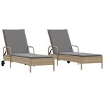 vidaXL Chaises longues avec coussins lot de 2 beige résine tressée