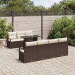 vidaXL Ensemble de canapé de jardin 8 Pièces Marron et Crème polyrotin
