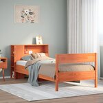 vidaXL Lit bibliothèque sans matelas cire marron 100x200 cm pin massif