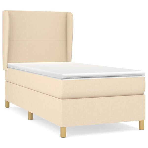 vidaXL Sommier à lattes de lit avec matelas Crème 90x200 cm Tissu