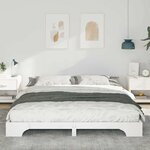 vidaXL Cadre de lit surélevé avec stockage Blanc bois