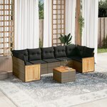 vidaXL Salon de jardin 8 Pièces avec coussins gris résine tressée