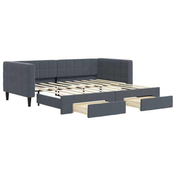 vidaXL Lit de jour avec gigogne et tiroirs sans matelas 90x190 cm