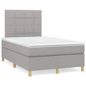 vidaXL Sommier à lattes de lit avec matelas Gris clair 120x200cm Tissu