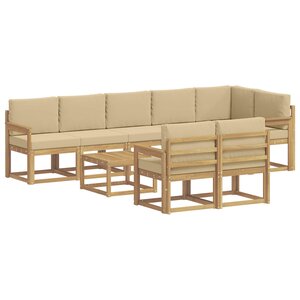 vidaXL Ensemble de canapés d'extérieur 9 pc Blanc et Beige Polyester