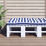 vidaXL Coussin de palette rayures bleues et blanches 120x80x12cm tissu