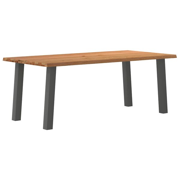vidaXL Table à manger bord naturel bois massif chêne rectangulaire