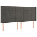 vidaXL Tête de lit avec oreilles Gris foncé 203x16x118/128 cm Velours