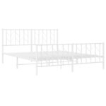 vidaXL Cadre de lit métal sans matelas et pied de lit blanc 160x200 cm