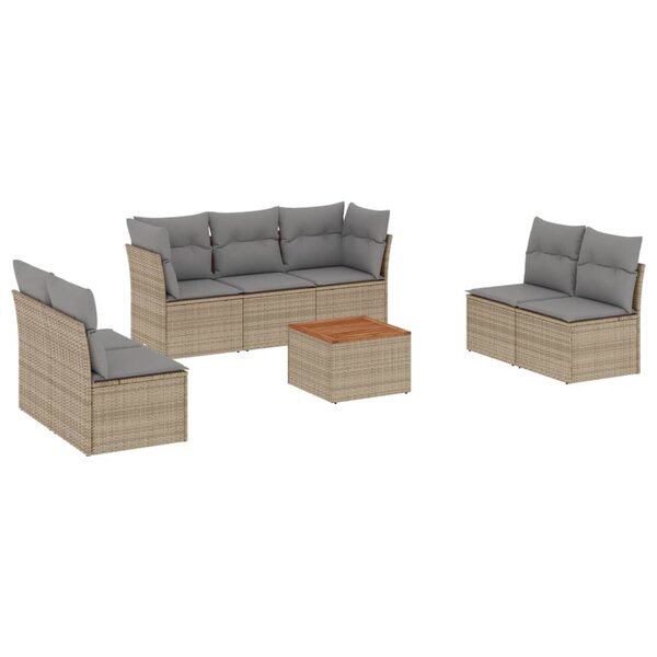 vidaXL Salon de jardin avec coussins 8 Pièces beige résine tressée