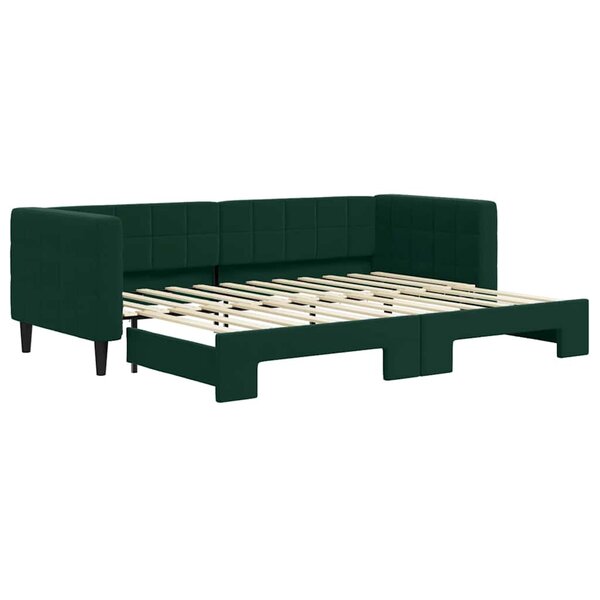 vidaXL Lit de jour avec gigogne sans matelas vert foncé 80x200 cm