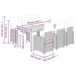 vidaXL Ensemble de bistro de jardin 7 Pièces coussins gris poly rotin