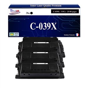 T3AZUR - 3x Toners compatibles avec Canon 039H (0288C001) pour Canon LBP351x LBP352x Noir - 25 000p