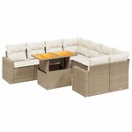 vidaXL Salon de jardin avec coussins 9 Pièces beige résine tressée