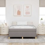 vidaXL Lit à ressorts avec matelas Taupe et blanc 140 x 190 cm tissu